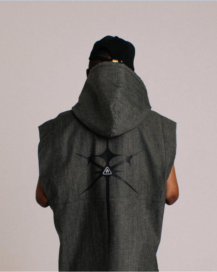 Arise - Hooded Denim Vest (Reflective Print) – OtakuClothingSA