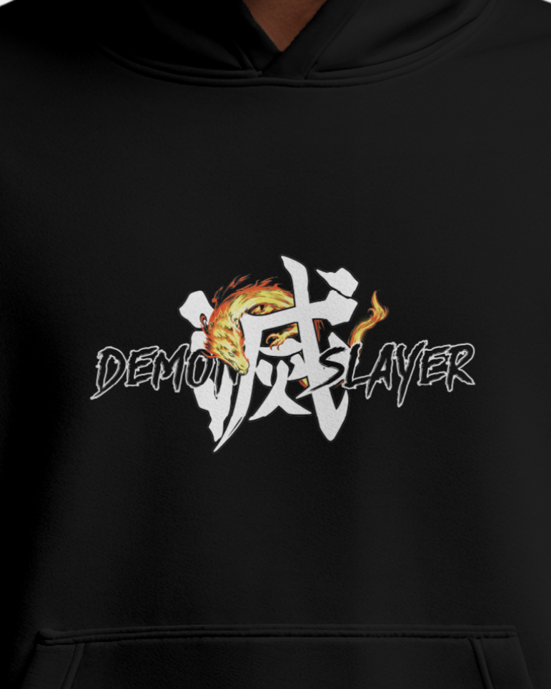 Set your heart ablaze - BLK Demon Slayer hoodie