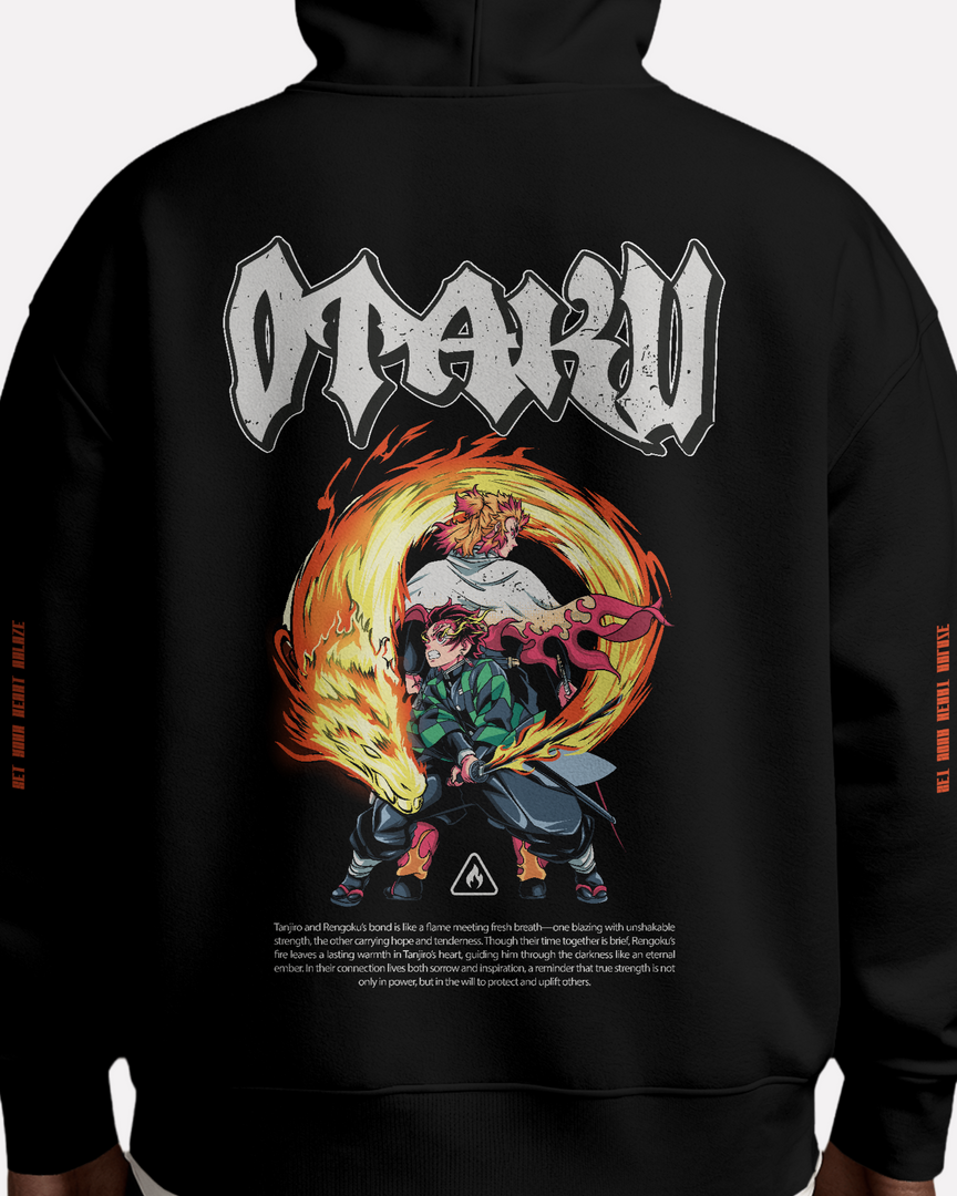 Set your heart ablaze - BLK Demon Slayer hoodie