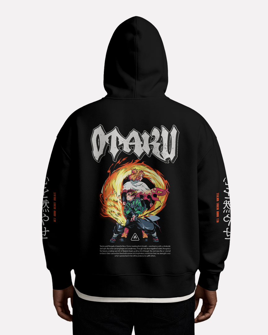 Set your heart ablaze - BLK Demon Slayer hoodie