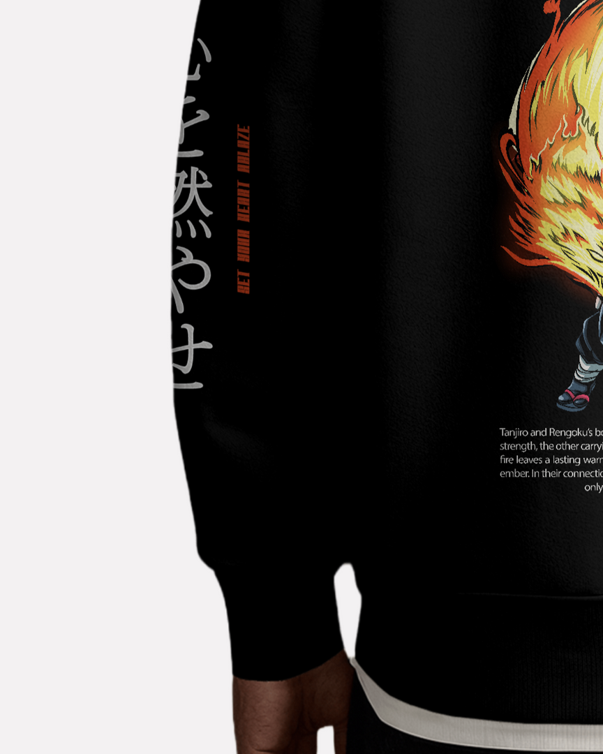 Set your heart ablaze - BLK Demon Slayer hoodie