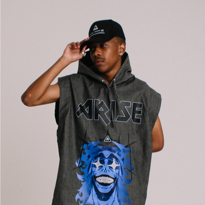 Arise - Hooded Denim Vest (Reflective Print)