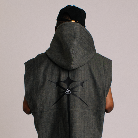 Arise - Hooded Denim Vest (Reflective Print)