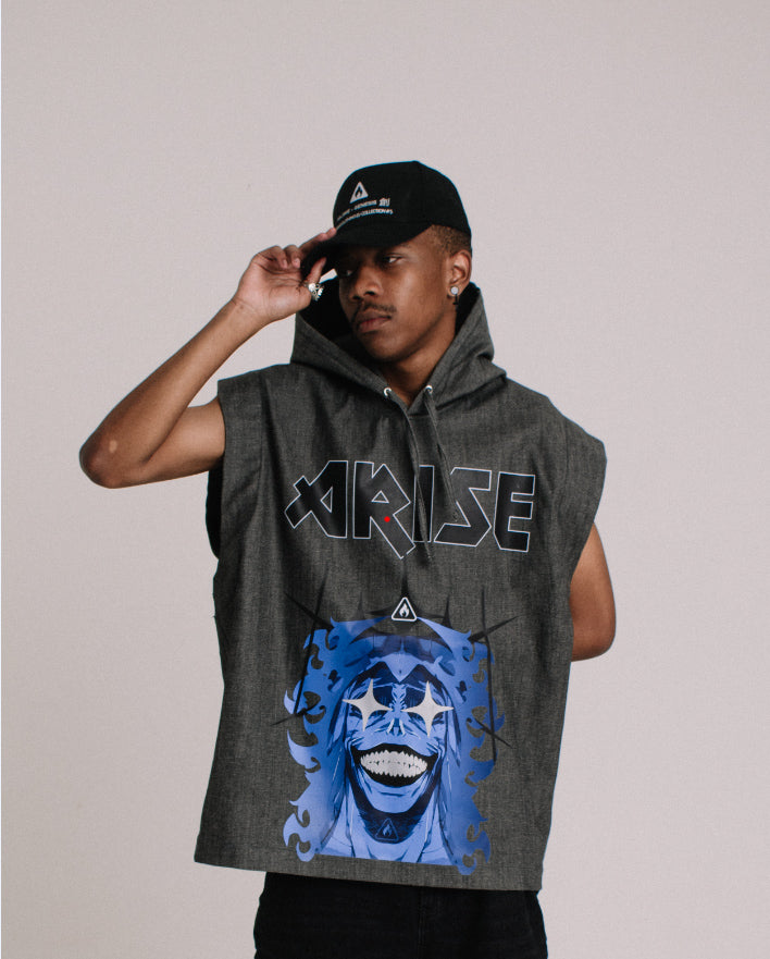 Arise - Hooded Denim Vest (Reflective Print) – OtakuClothingSA